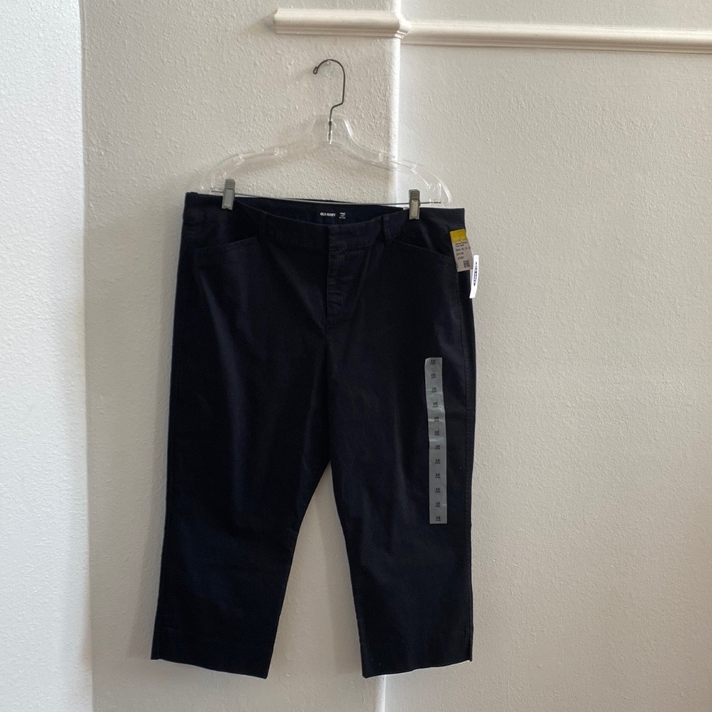 Old Navy Pixie Pants Womens 16 Black Mid‎ Rise Crop Minimalist Office Siren